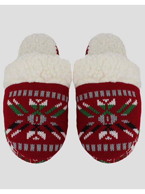 Chirpy NEVİ -B - Etnik Desenli Bordo Kadın Ev Terliği - S000252895-98