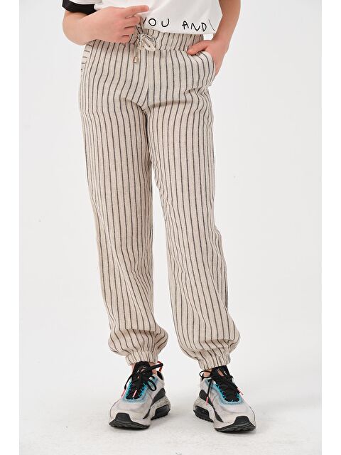 JAZZİEE Genç Kız Çocuk Çizgili Jogger Pantolon - S000315739-19351