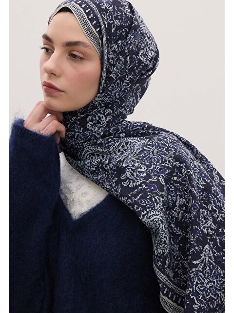 Fresh Scarfs Sonıa Desen Şal Lacivert - S000458433-21164