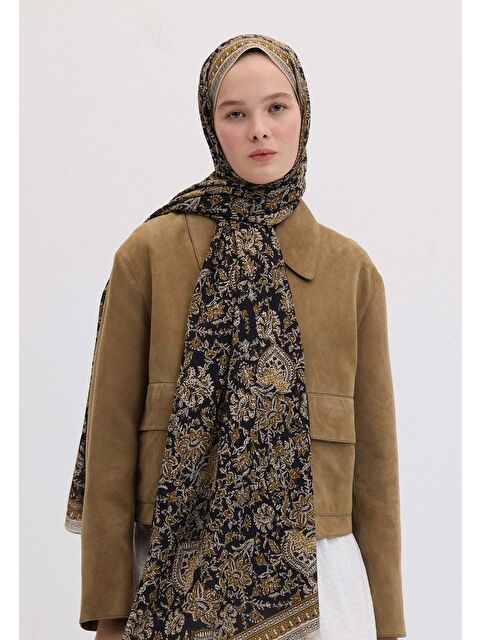 Fresh Scarfs Sonıa Desen Şal Zeytin Yeşili - S000458433-17346