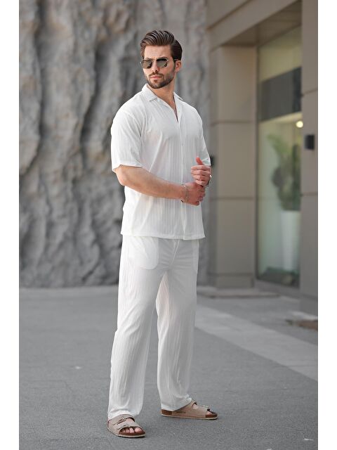 Madmext Beyaz Basic Erkek Gömlek Takım E7315 - S000445064-20063