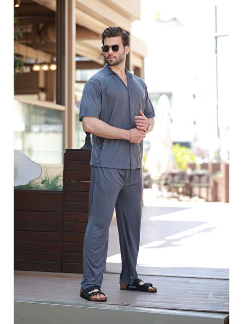 Madmext Füme Basic Erkek Gömlek Takım E7315 - S000445064-33408