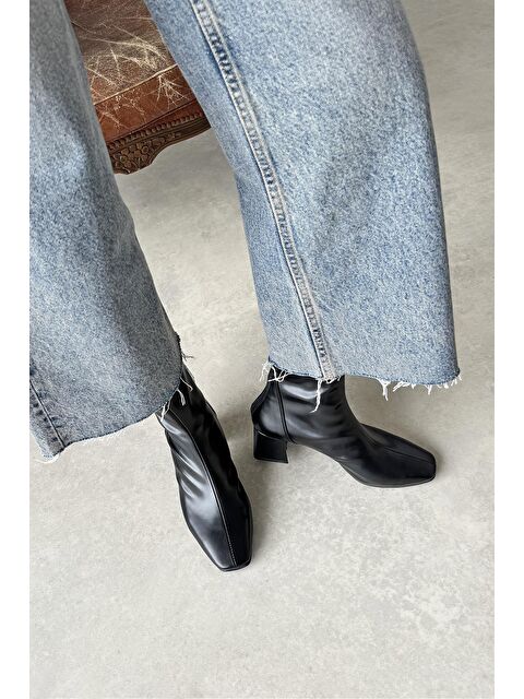 Straswans Pekin  Bayan Streç Küt Kalıp Deri Bot Siyah - S000511407-19351