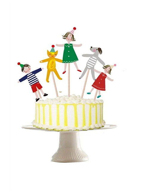 Le Mabelle Çok Renkli Hayvan ve Çocuk Temalı 6'lı Uzun Kürdan Pasta Süsü