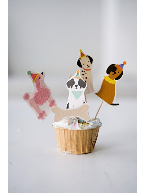 Le Mabelle Çok Renkli Köpek Dostlarımız 8'li Kürdan Pasta Süsü