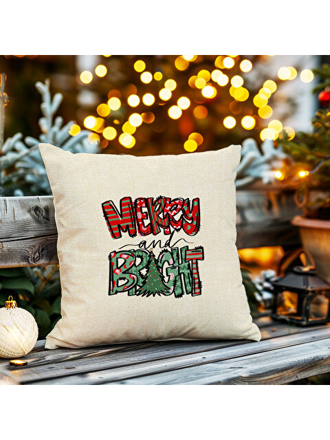 Evmila Yılbaşı Temalı Yazılı 43x43 Kare Kadife Kırlent Kılıfı - S000291945-23173