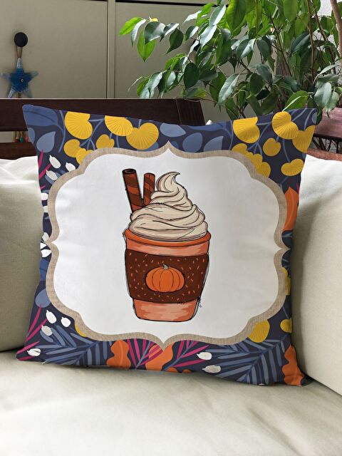 Evmila Sonbahar Temalı 43x43 Kadife Kırlent Kılıfı - S000291939-23173