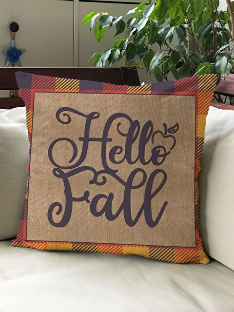 Evmila Sonbahar Temalı 43x43 Kadife Kırlent Kılıfı - S000291941-23173