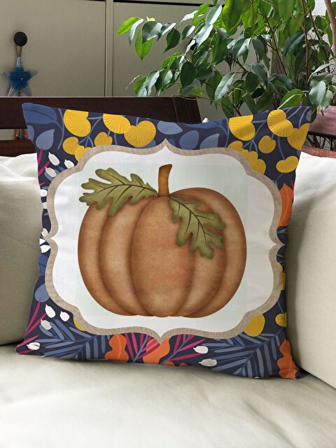 Evmila Sonbahar Temalı 43x43 Kadife Kırlent Kılıfı - S000291951-23173