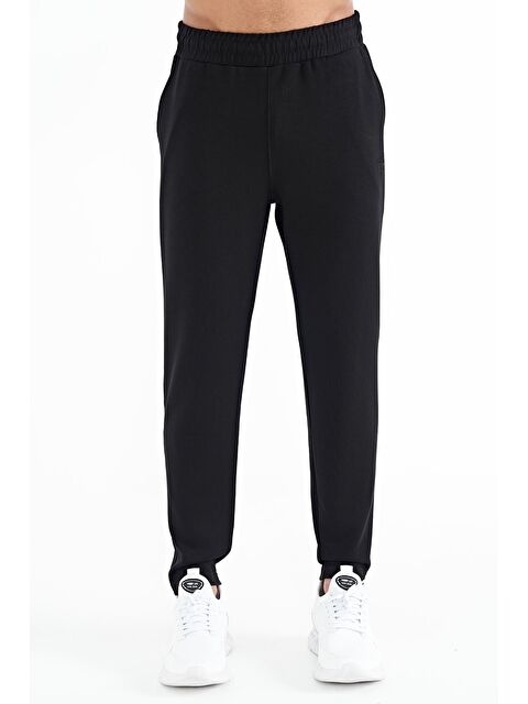 Air Jones Siyah Bağcıklı Logo Nakışlı Scuba Kumaş Erkek Eşofman Alt - 84951 - S000031255-19351