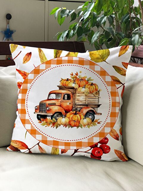 Evmila Sonbahar Temalı 43x43 Kadife Kırlent Kılıfı - S000291944-23173