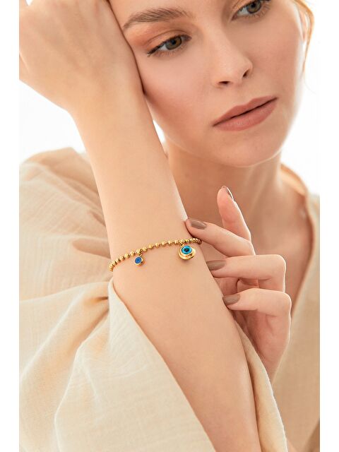 Fullamoda Nazar Boncuklu Dorika Zincir Çelik Bileklik - S000348088-20076