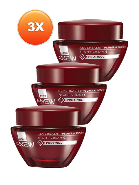 AVON Anew Reversalist Plump & Smooth Gece Kremi 50 Ml. Üçlü Set - S000285577-10231