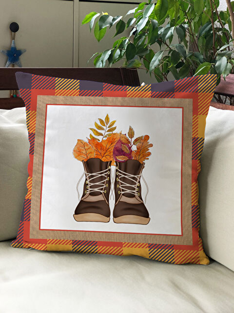 Evmila Sonbahar Temalı 43x43 Kadife Kırlent Kılıfı - S000291997-23173