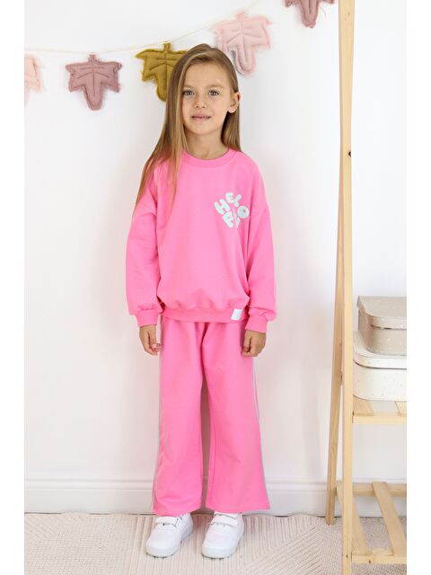 Harika Kids Kız Çocuk Hello Fun Baskılı İspanyol Paça İki İplik Eşofman Takımı - S000283790-20022