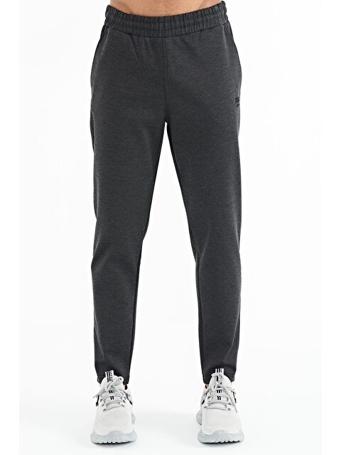 Air Jones Antrasit Melanj Bağcıklı Logo Nakışlı Scuba Kumaş Erkek Eşofman Alt - 84951 - S000031255-29666