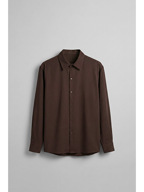 Abluka Online Erkek Relaxed Fit Uzun Kollu Basic Gömlek Kahverengi - S000510392-19413