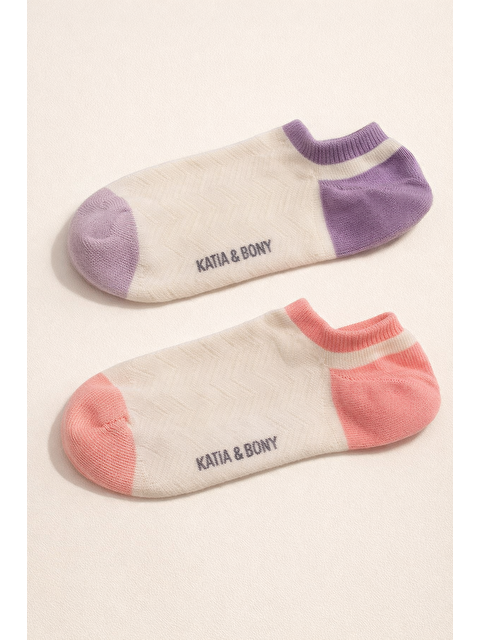 Katia And Bony Kadın 2'Li Kendinden Desenli Görünmez Çorap