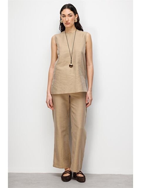 Mizalle Bej Rengi Kolsuz Basic Bluz - S000530547-19928