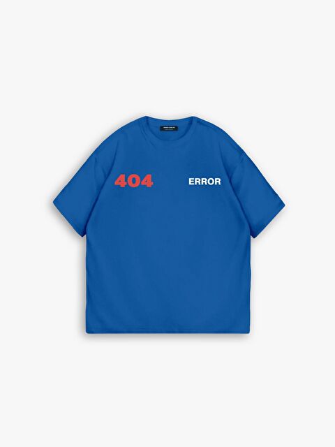 Abluka Online Erkek Oversize Error 404 Baskılı İki İplik Tişört Mavi - S000160855-17234