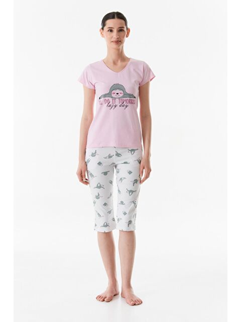 Fullamoda Baskılı V Yaka Pijama Takımı - S000236318-20024
