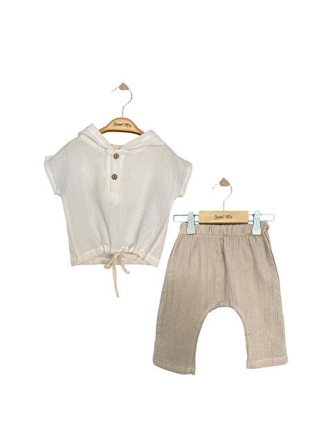 Yami Mia Kapüşonlu Müslin Bebek Alt Üst Takım - S000131596-19928