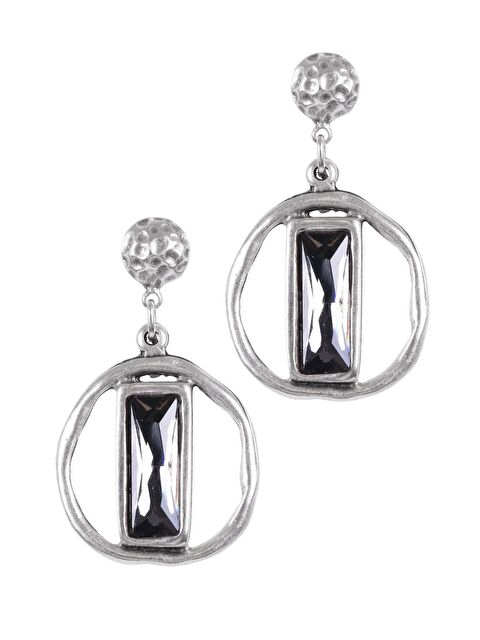 Labalaba Kadın Antik Gümüş Kaplama Taşlı Saturn Küpe - S000458448-37188