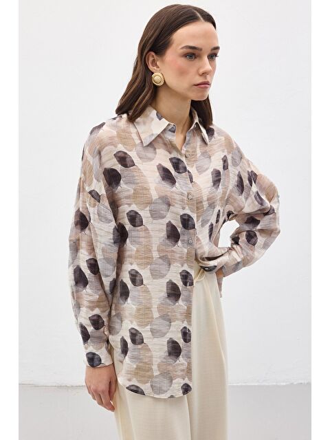 SATEEN Kolu Katlamalı İnce Gömlek - Gri - S000530551-20600