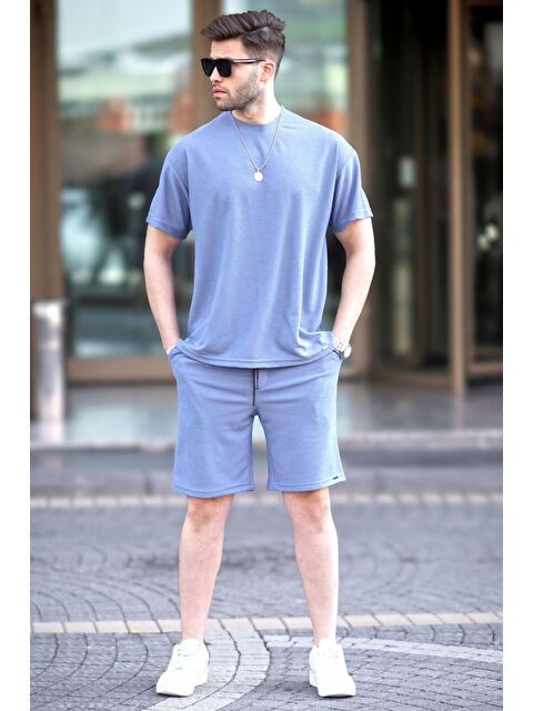 Madmext Mavi Basic Erkek Şort Takımı 5950 - S000164563-17234