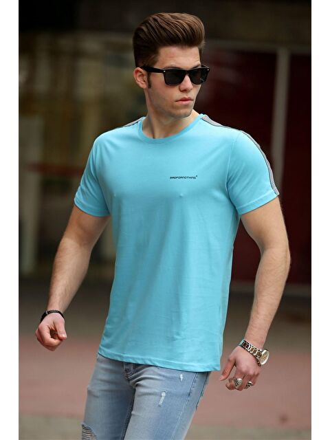 Madmext Basic Turkuaz Erkek %100 Pamuk Tişört 4513