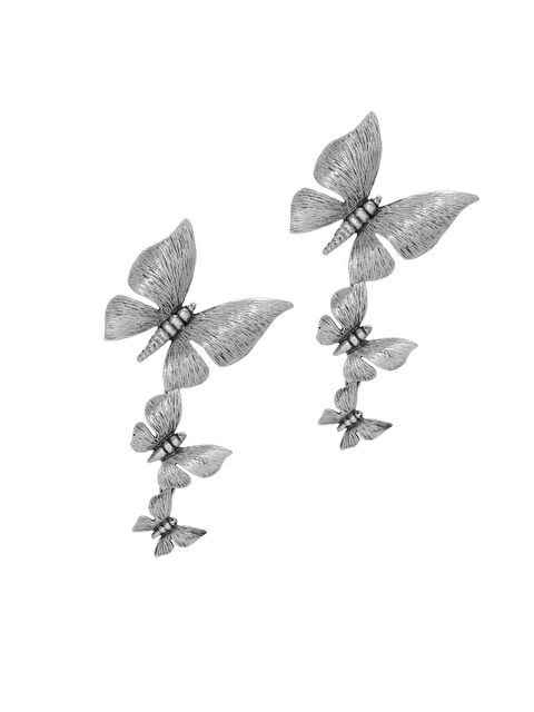 Labalaba Kadın Antik Gümüş Kaplama Çivili Kelebek Küpe - S000458453-23173