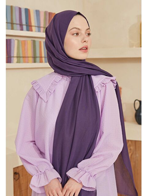 Fresh Scarfs İnce Pamuk Vual Şal Violet - S000420394-29334