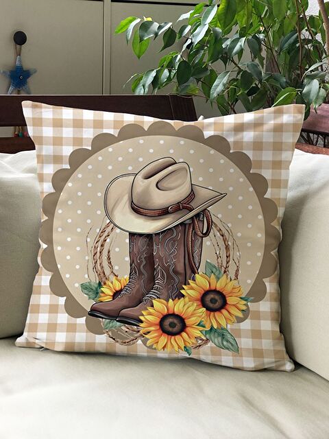 Evmila Sonbahar Temalı 43x43 Kadife Kırlent Kılıfı - S000291980-23173