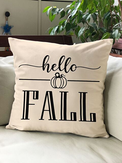 Evmila Sonbahar Temalı 43x43 Kadife Kırlent Kılıfı - S000292039-23173