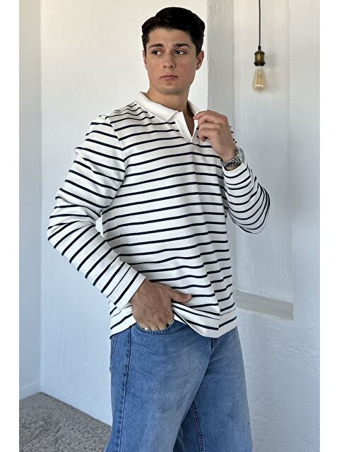 Mishar İtalia Gömlek Yaka Çizgili Erkek Sweatshirt - S000469863-6354