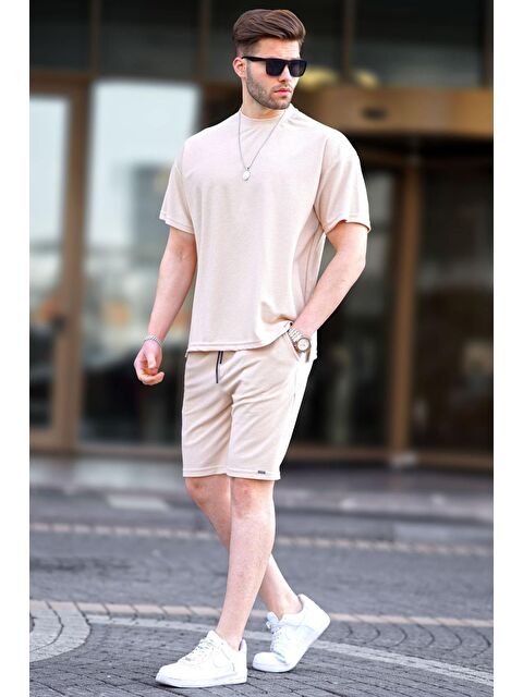 Madmext Bej Basic Erkek Şort Takımı 5950 - S000164563-19928