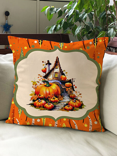 Evmila Sonbahar Temalı 43x43 Kadife Kırlent Kılıfı - S000291971-23173