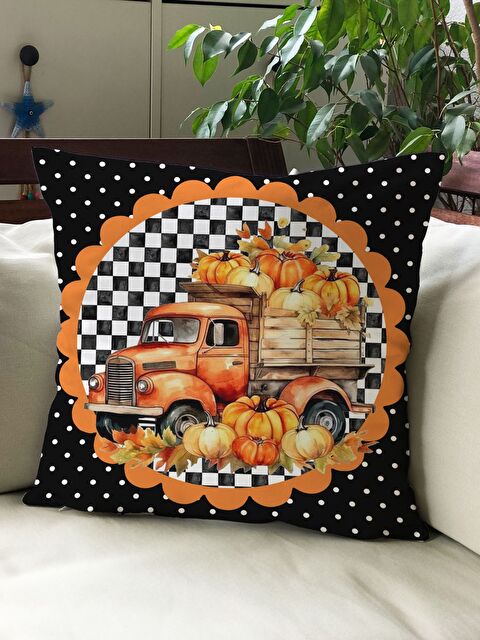 Evmila Sonbahar Temalı 43x43 Kadife Kırlent Kılıfı - S000292035-23173