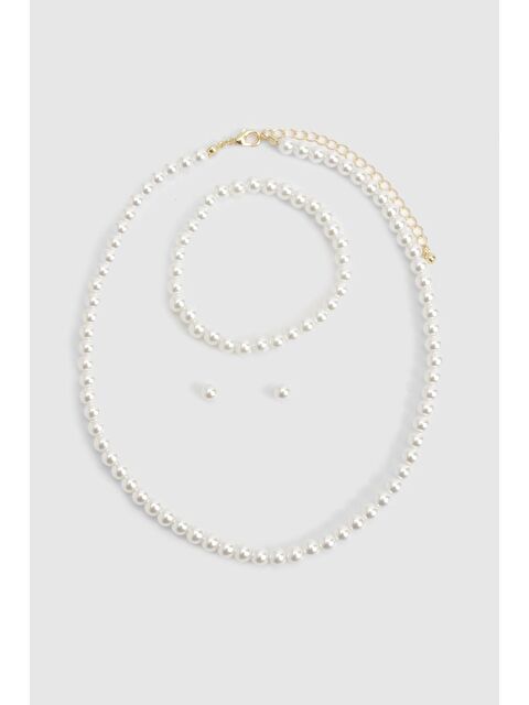 New Obsessions İnci Kolye Küpe Bileklik Takı Seti - S000349302-20063