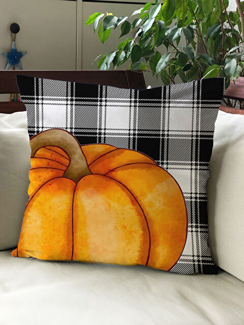 Evmila Sonbahar Temalı 43x43 Kadife Kırlent Kılıfı - S000291992-23173