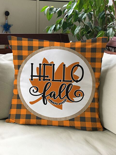 Evmila Sonbahar Temalı 43x43 Kadife Kırlent Kılıfı - S000291967-23173