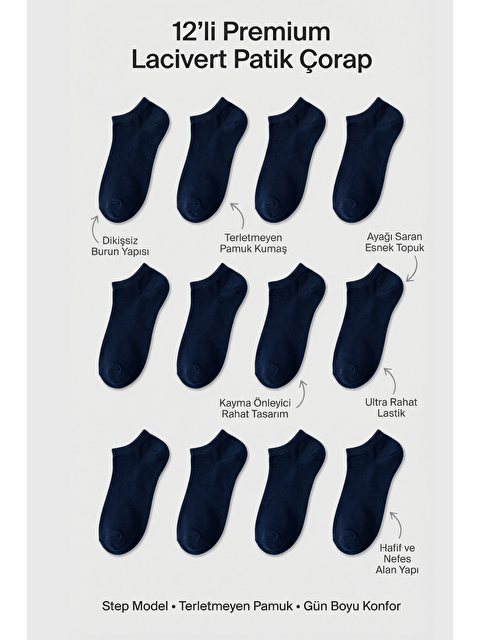 Katia And Bony Unisex 12'Li Basic Step Çorap Lacivert
