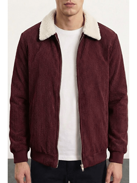 Genius Store Erkek Kadife Mont Pelüş Astarlı Gömlek Yaka Rüzgar Geçirmez Kadife Mont - S000501396-19951