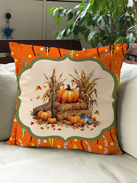 Evmila Sonbahar Temalı 43x43 Kadife Kırlent Kılıfı - S000292000-23173