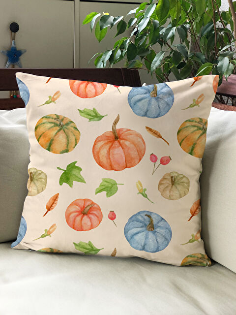 Evmila Sonbahar Temalı 43x43 Kadife Kırlent Kılıfı - S000291970-23173