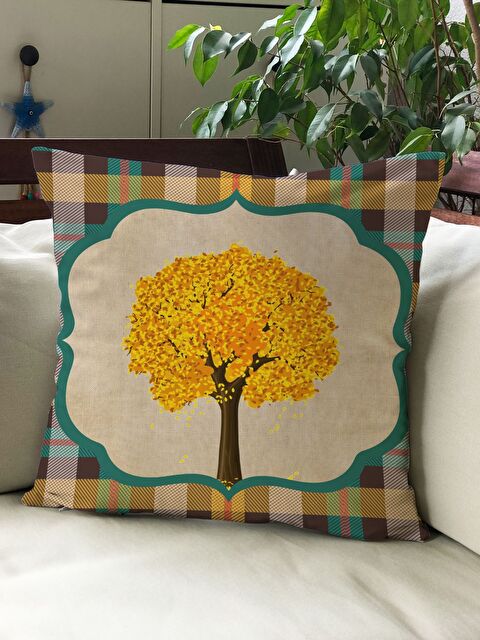 Evmila Sonbahar Temalı 43x43 Kadife Kırlent Kılıfı - S000291991-23173