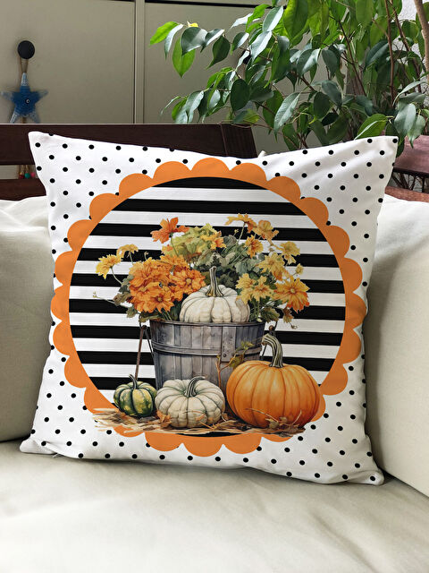 Evmila Sonbahar Temalı 43x43 Kadife Kırlent Kılıfı - S000291984-23173