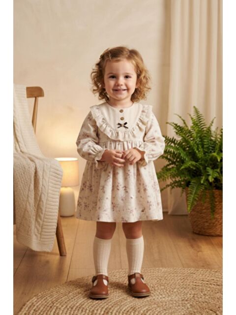 Cantoy Çiçek Desenli Vintage Müslin Bebek Elbisesi - S000497135-19928