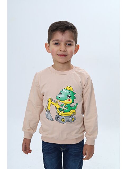 Toontoykids Erkek Çocuk Relax Fit Bisiklet Yaka Omuzu Çıtçıtlı Baskılı Sweatshirt - S000497136-19928