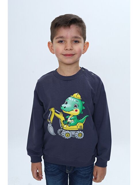Toontoykids Erkek Çocuk Relax Fit Bisiklet Yaka Omuzu Çıtçıtlı Baskılı Sweatshirt - S000497136-29666